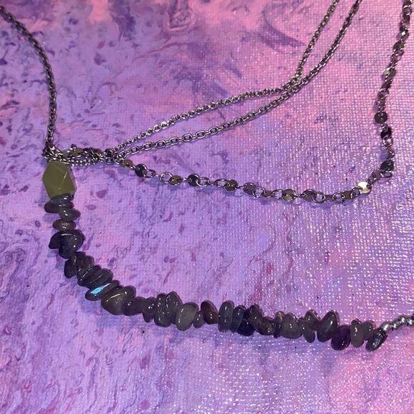 American Eagle Outfitters Multi Layered Chain Metal Bead and Stone Necklace - Picture 4 of 6